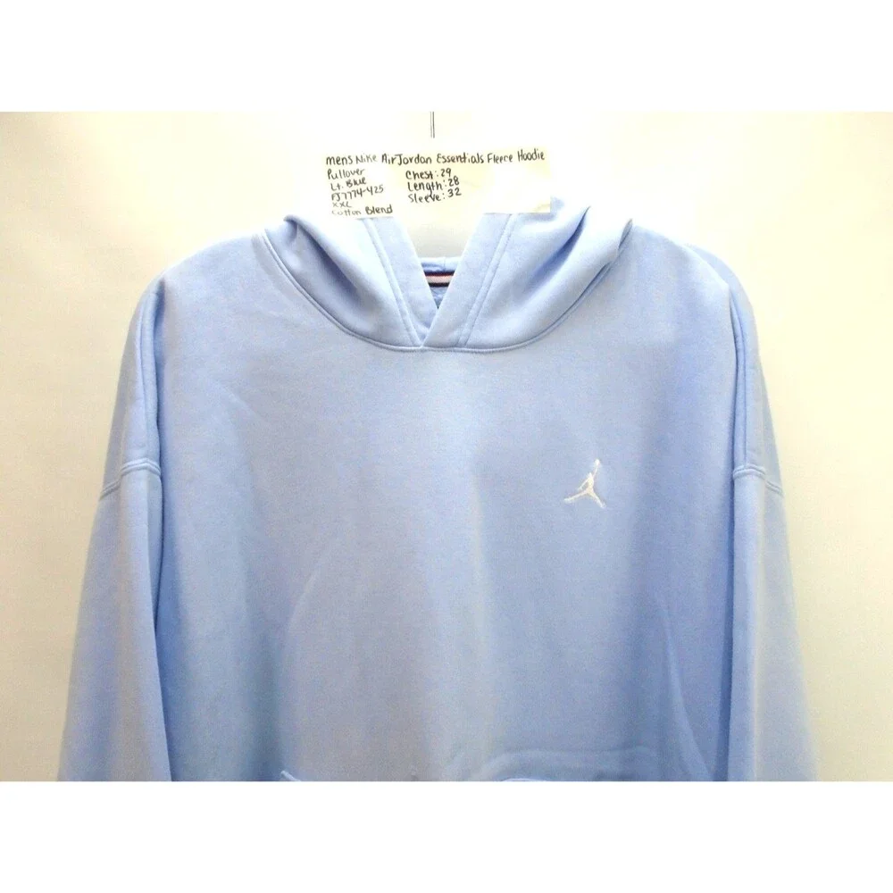 Mens Air Jordan Essentials Fleece 2 Piece Set XXL Lite Blue Pullover & Sweats